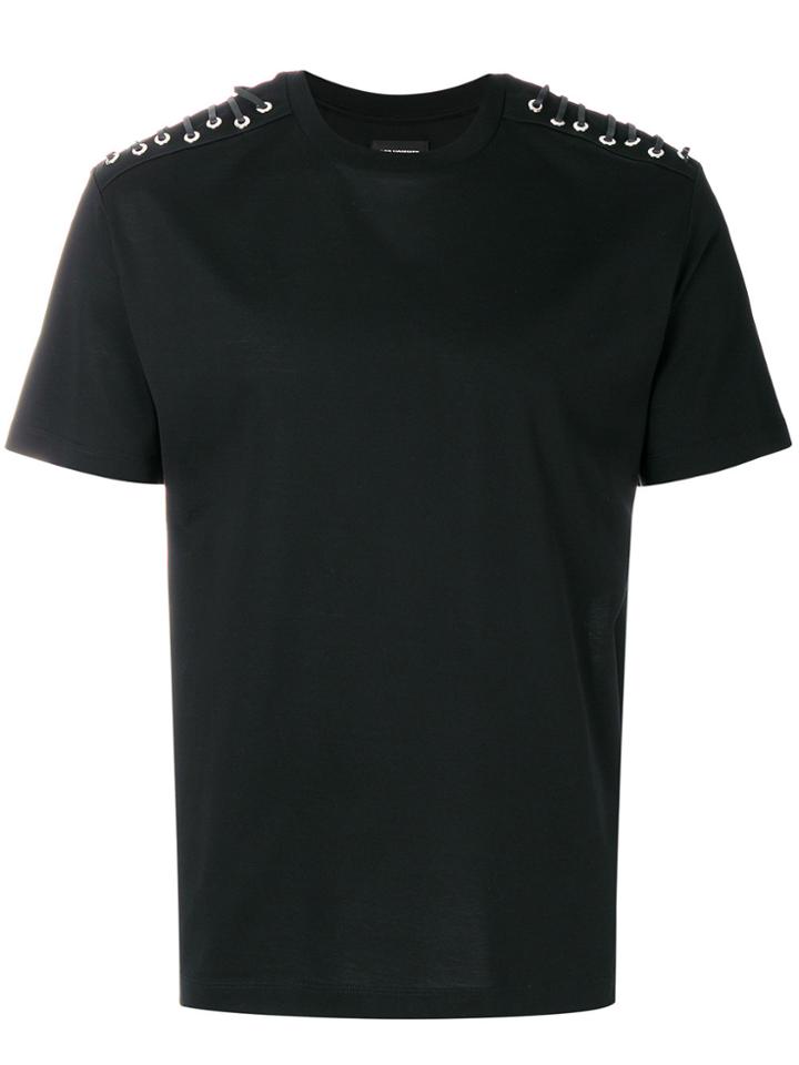 Les Hommes Laced Shoulder T-shirt - Black