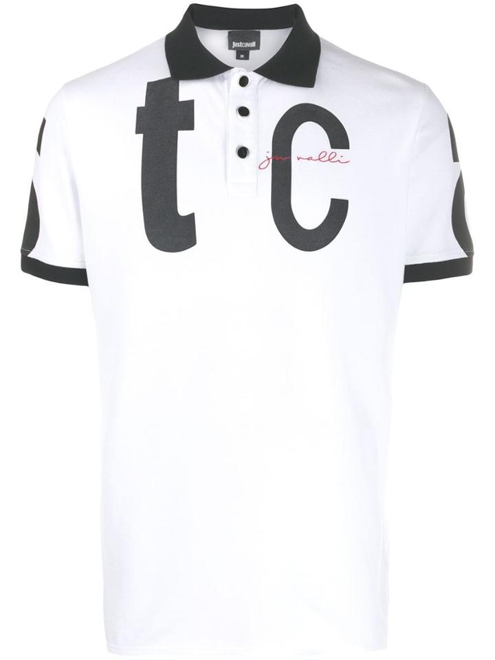 Just Cavalli Logo Print Polo Shirt - White