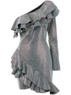 Balmain Glass Pearl-embellished Ruffle Dress - Metallic