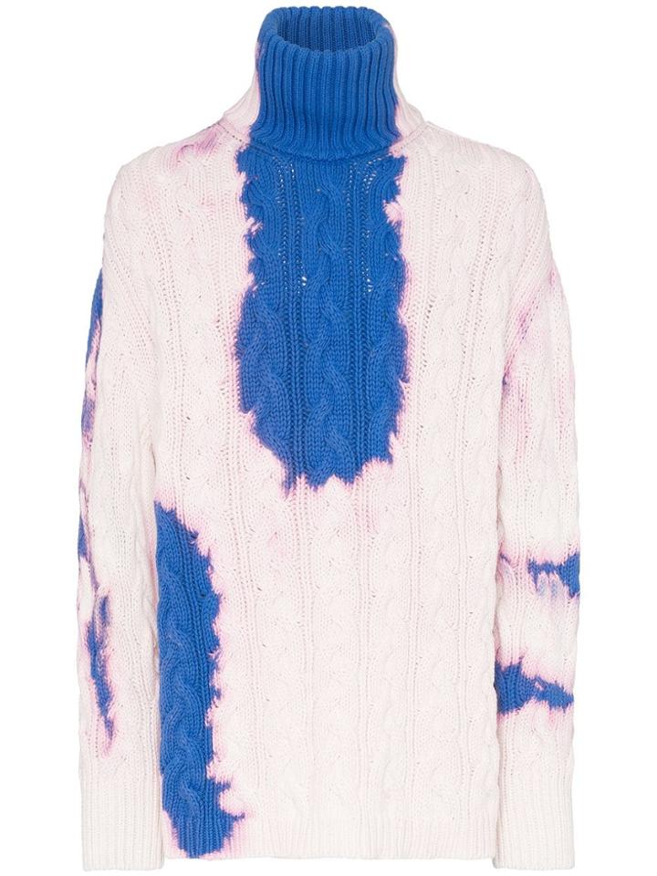Balenciaga Bleach Stained Roll Neck Jumper - Blue