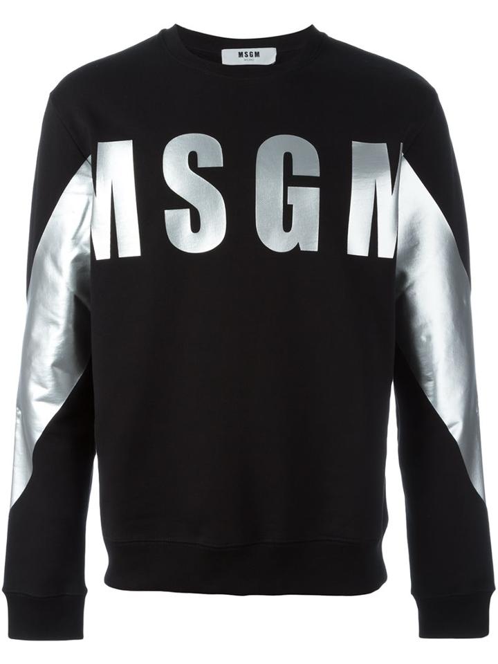 Msgm Logo Print Sweatshirt, Men's, Size: Small, Black, Cotton