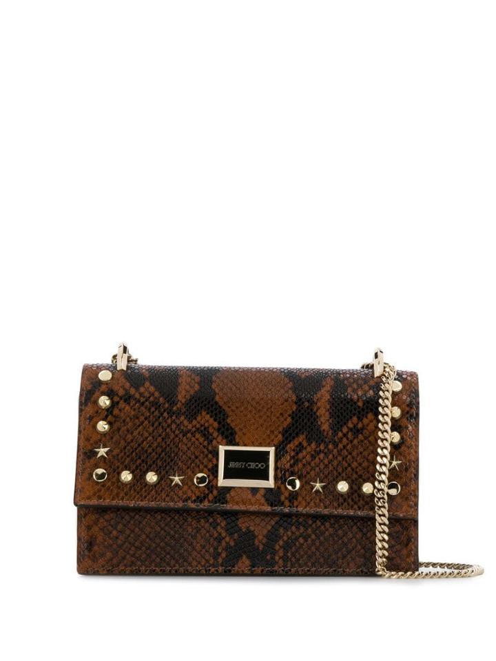 Jimmy Choo Leni Snake Print Bag - Brown
