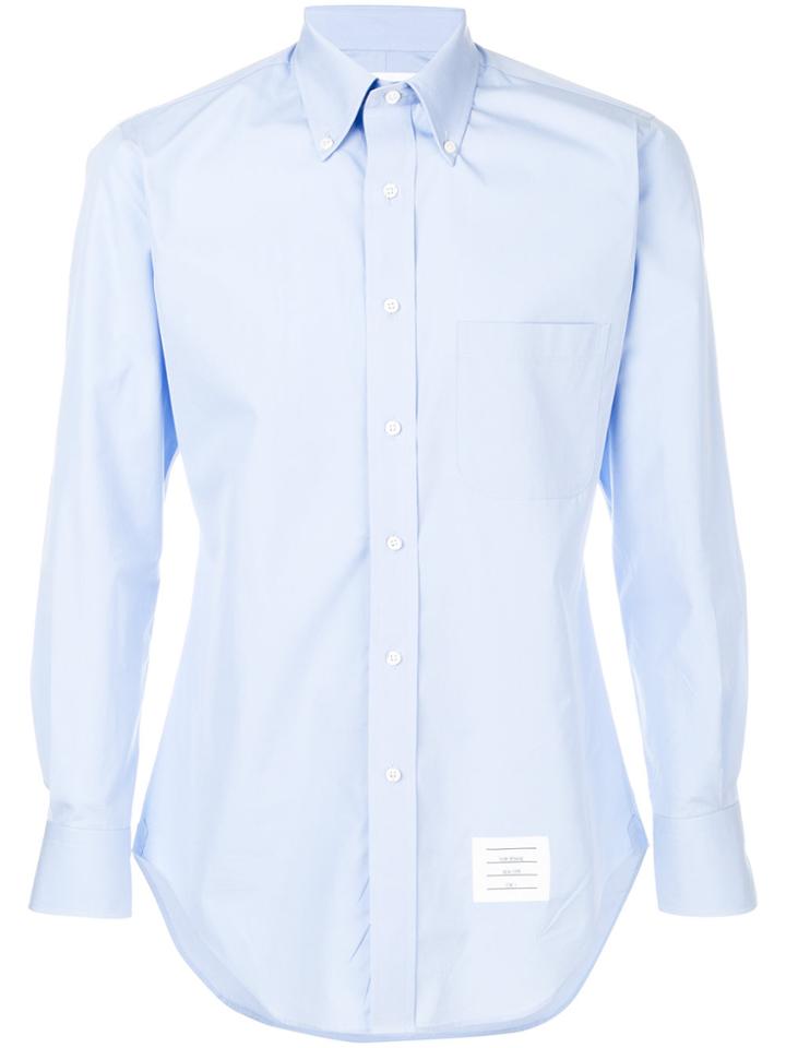 Thom Browne Classic Long Sleeve Solid Poplin Dress Shirt - Blue