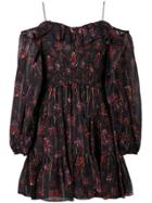 Ulla Johnson Short Off-shoulder Floral Dress - Black