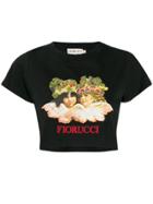 Fiorucci Graphic Print Cropped T-shirt - Black