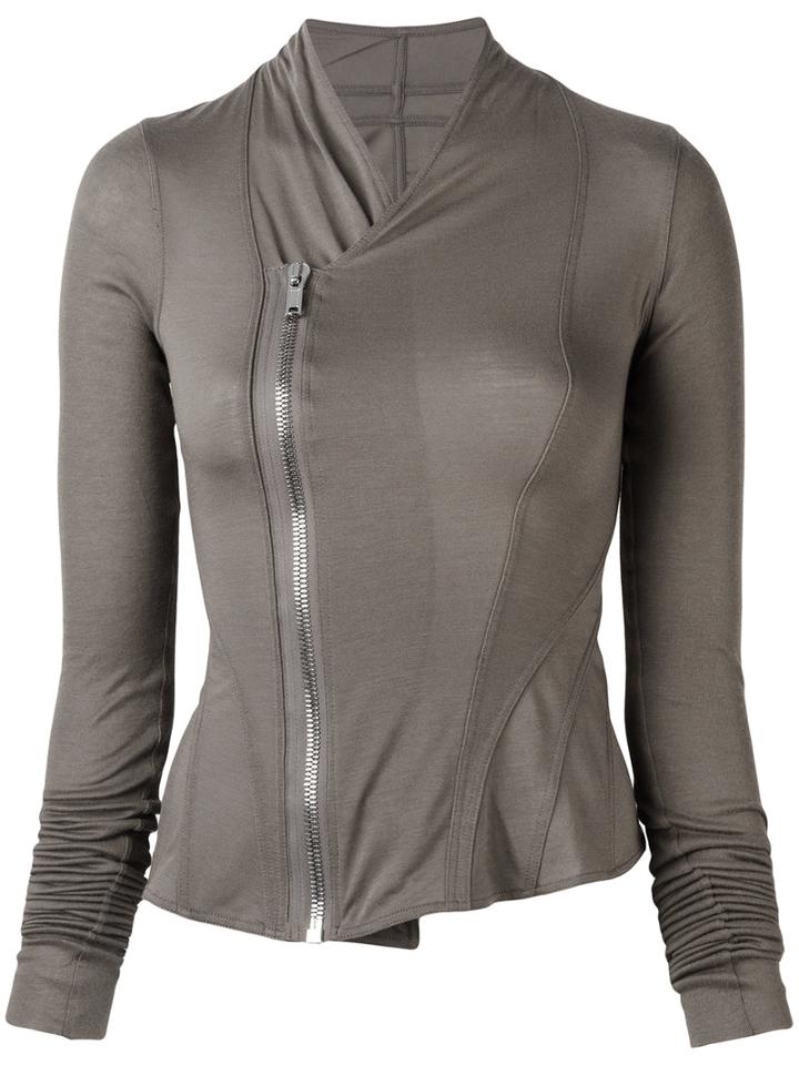 Rick Owens Lilies Off Centre Fastening Jacket, Women's, Size: 40, Grey, Viscose/cotton/polyamide