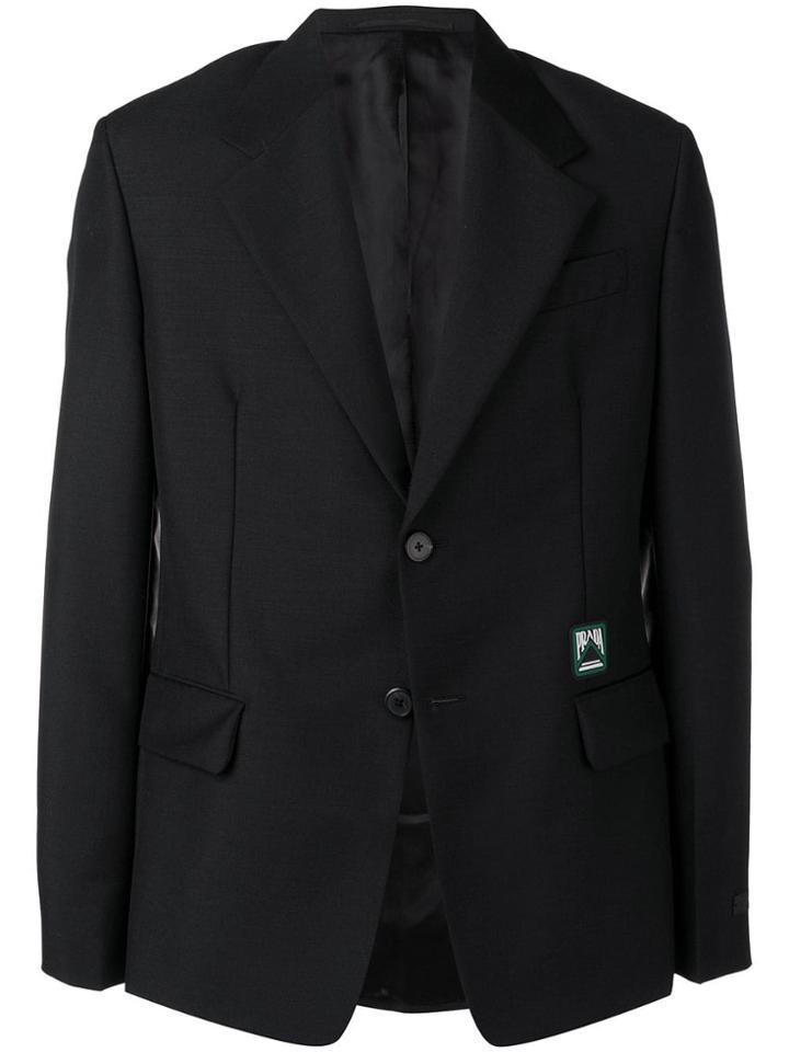 Prada Rubber Logo Blazer Jacket - Black