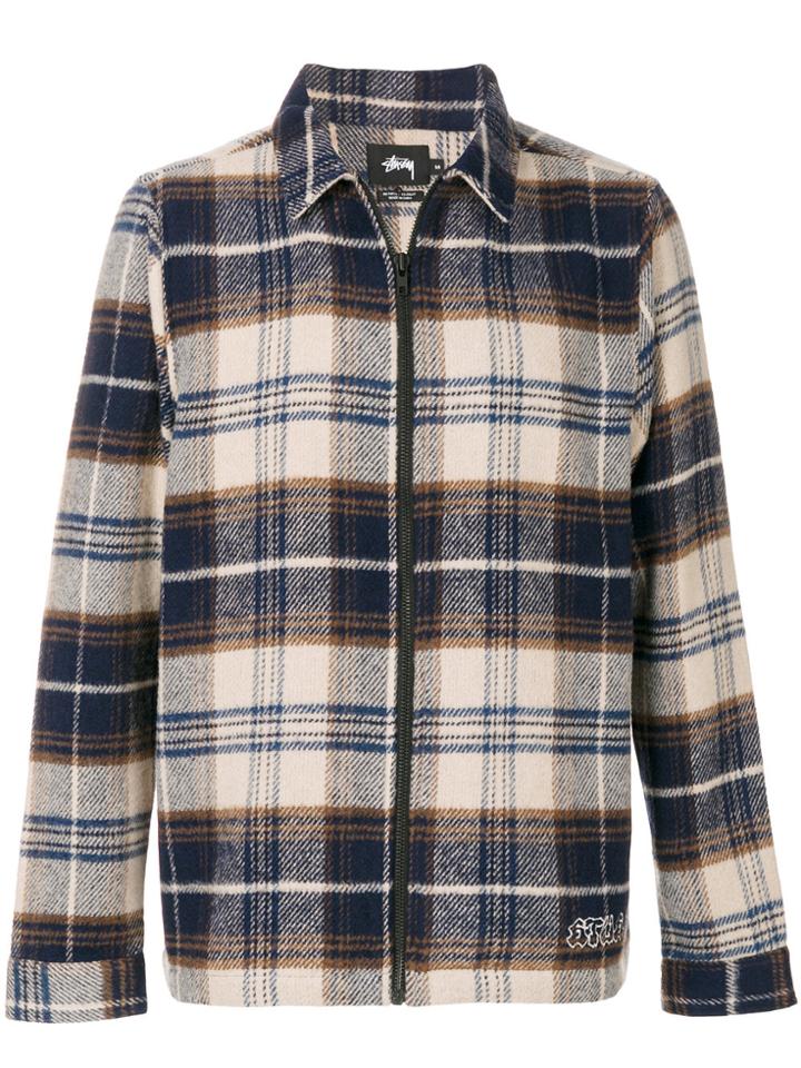 Stussy Checked Shirt Jacket - Nude & Neutrals