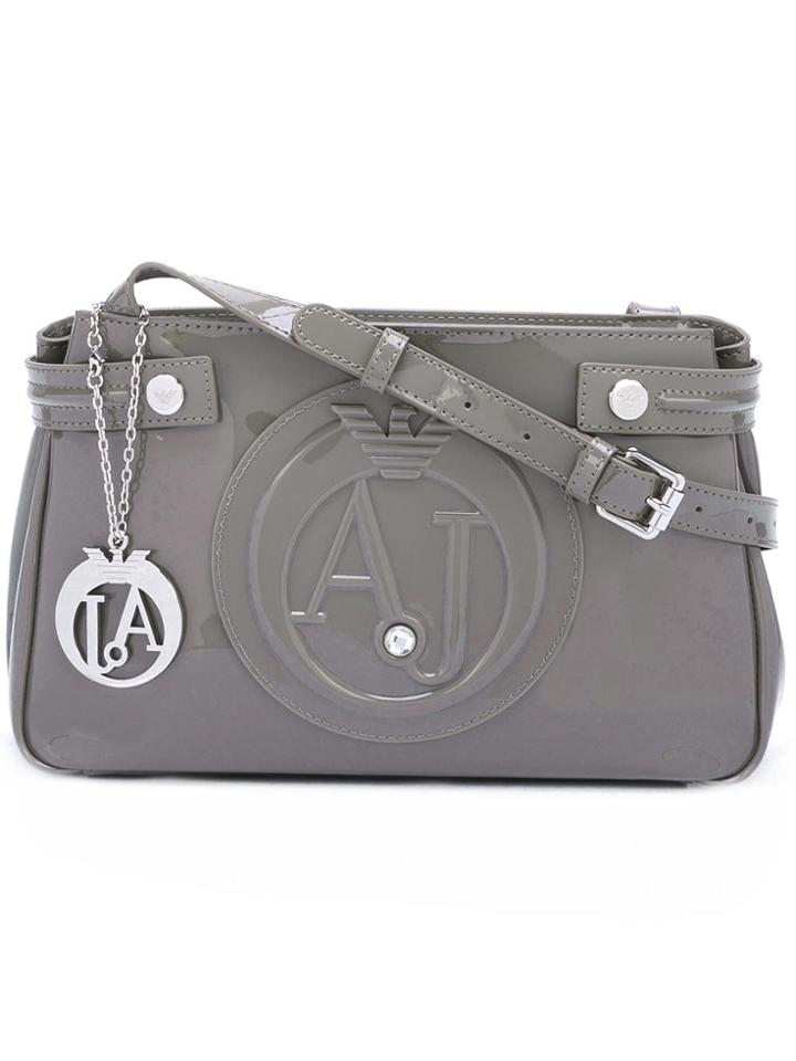 Armani Jeans Logo Embossed Shoulder Bag - Grey