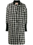 Twin-set Houndstooth Single Breasted Coat - Black