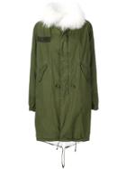 As65 Rabbit Fur Embroidered Hooded Coat - Green