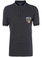 Dolce & Gabbana Polka Dot Polo Shirt, Men's, Size: 46, Black, Glass/polyester/plastic/silk