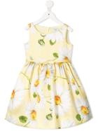 Monnalisa Daisy Print Sleeveless Dress - Yellow