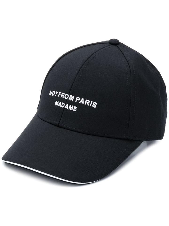 Drôle De Monsieur Slogan Embroidered Cap - Black