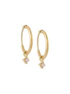 Wouters & Hendrix Gold Diamond Pendant Hoop Earrings