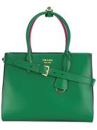 Prada Colour Block Bag, Women's, Green, Calf Leather