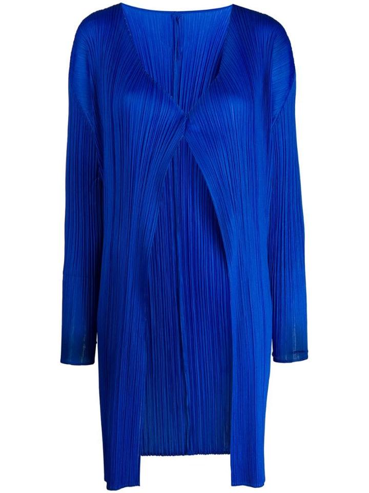 Pleats Please By Issey Miyake Micro-pleated Coat - Blue