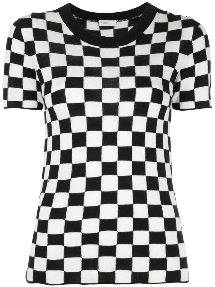 Rosetta Getty Check Print Knitted Top - Black