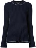 The Row Ribbed Flute Sleeve Sweater - Blue
