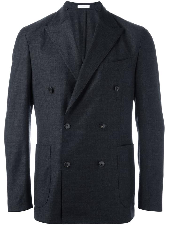 Boglioli Double Breasted Blazer, Men's, Size: 48, Blue, Acetate/cupro/virgin Wool