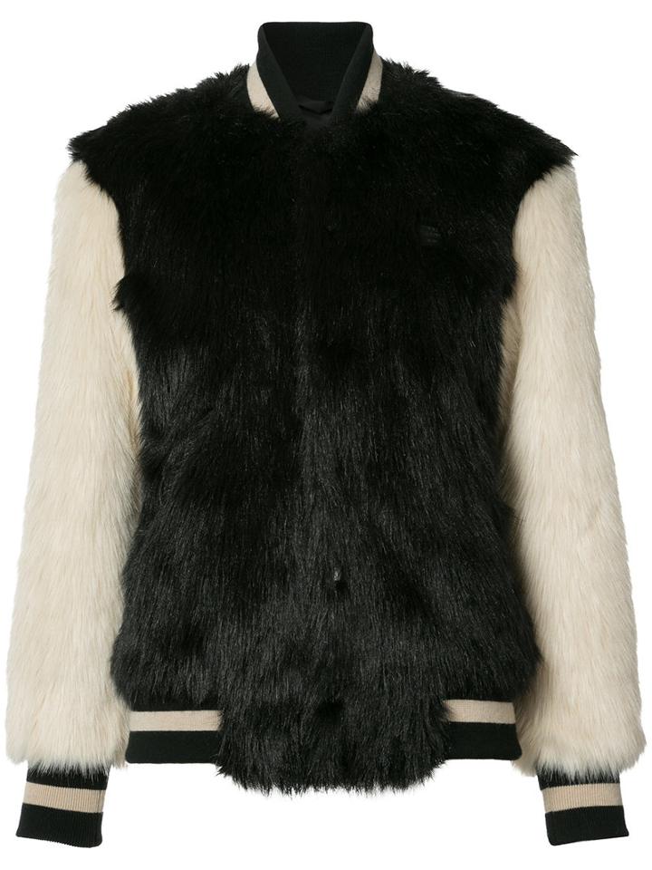 Opening Ceremony - Fur Effect Bomber Jacket - Women - Cotton/acrylic/modacrylic - Xs, Black, Cotton/acrylic/modacrylic