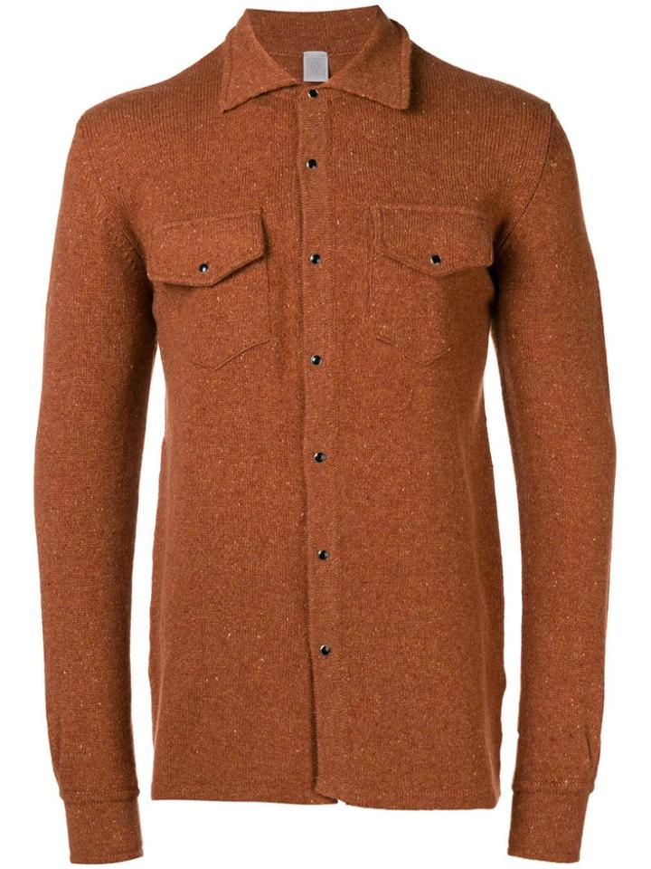 Eleventy Press Stud Overshirt - Yellow & Orange