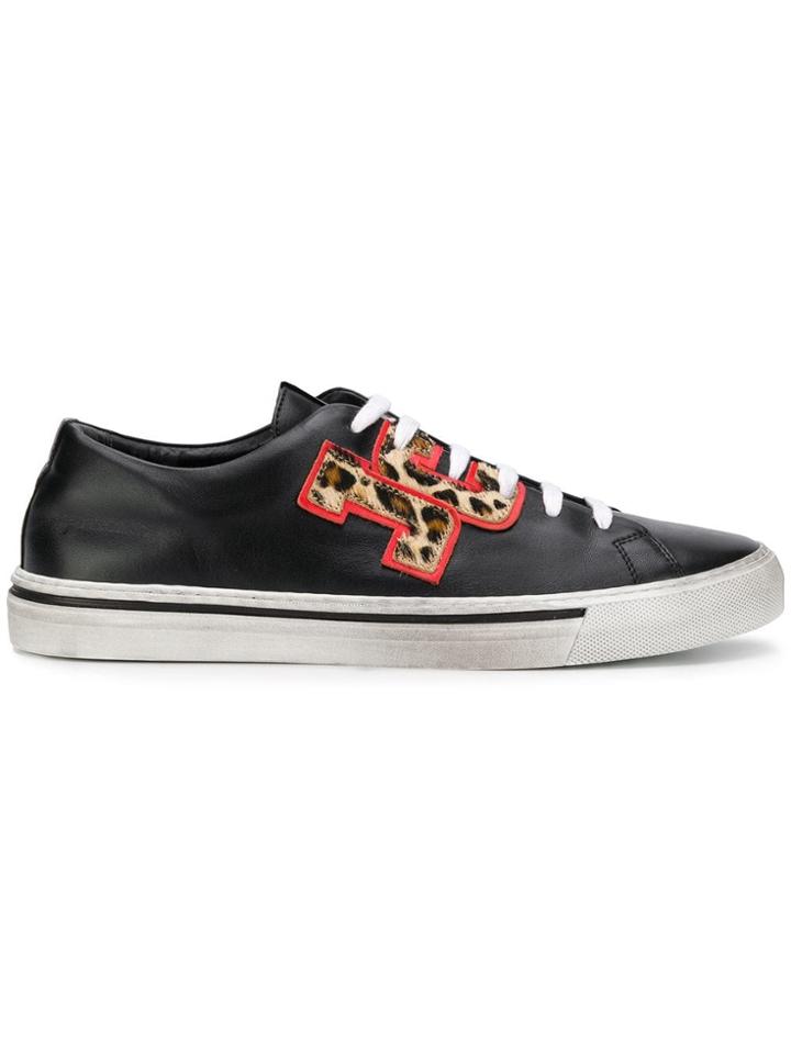 Just Cavalli Logo Leopard Print Sneakers - Black