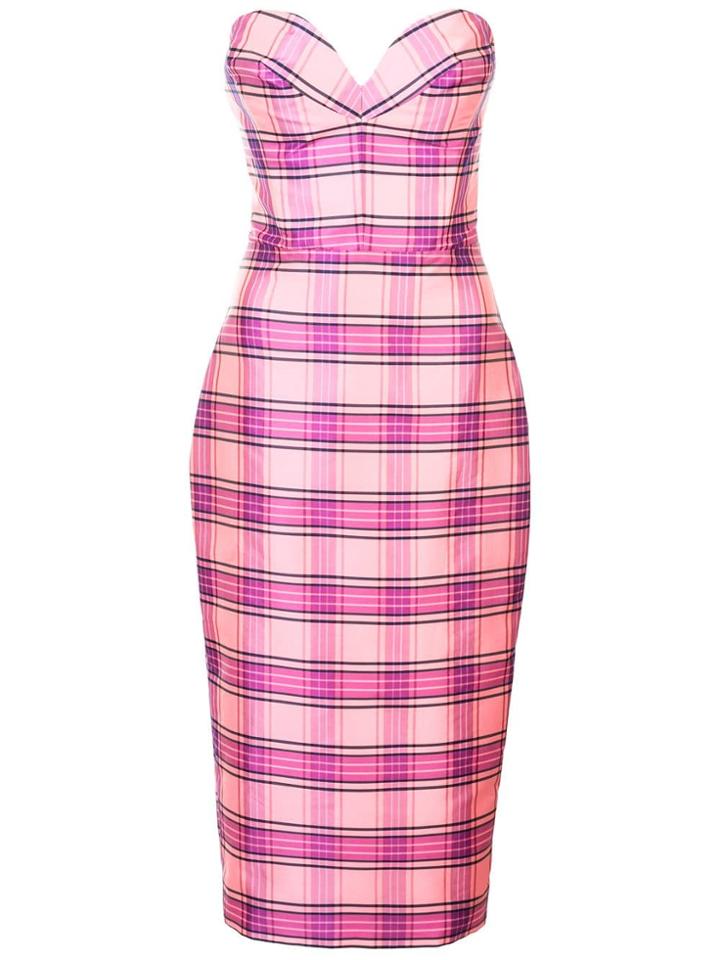 Christian Siriano Plaid Strapless Dress - Pink