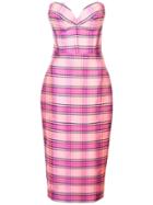 Christian Siriano Plaid Strapless Dress - Pink