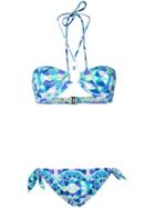 Emilio Pucci Printed Bandeau Bikini Set - Blue