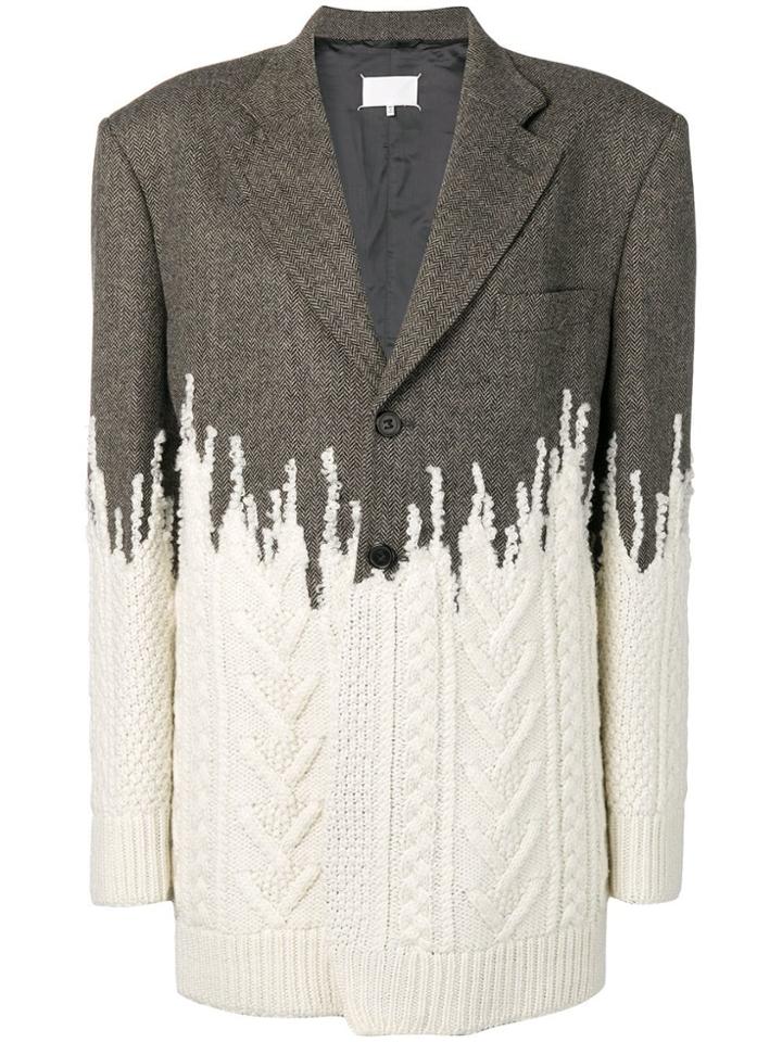 Maison Margiela Tailored Knitted Combination Coat - Brown