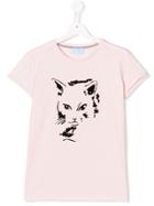 Lanvin Enfant Teen Flock Cat T-shirt - Pink & Purple