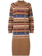 Coohem Retro Check Knitted Dress - Brown