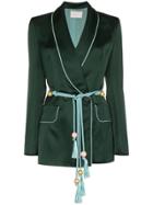 Piers Atkinson Satin Braided Tie Blazer - Green