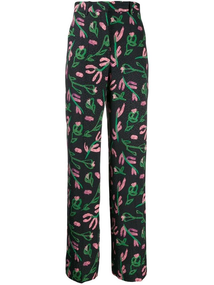 Christian Wijnants Wide Leg Floral Print Trousers - Black