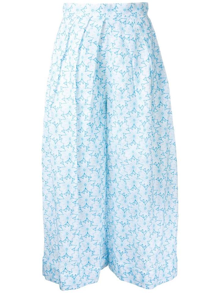 Delpozo Pagoda Cropped Trousers, Women's, Size: 40, White, Cotton