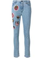 Mr & Mrs Italy Patched Cropped Skinny Jeans - Blue