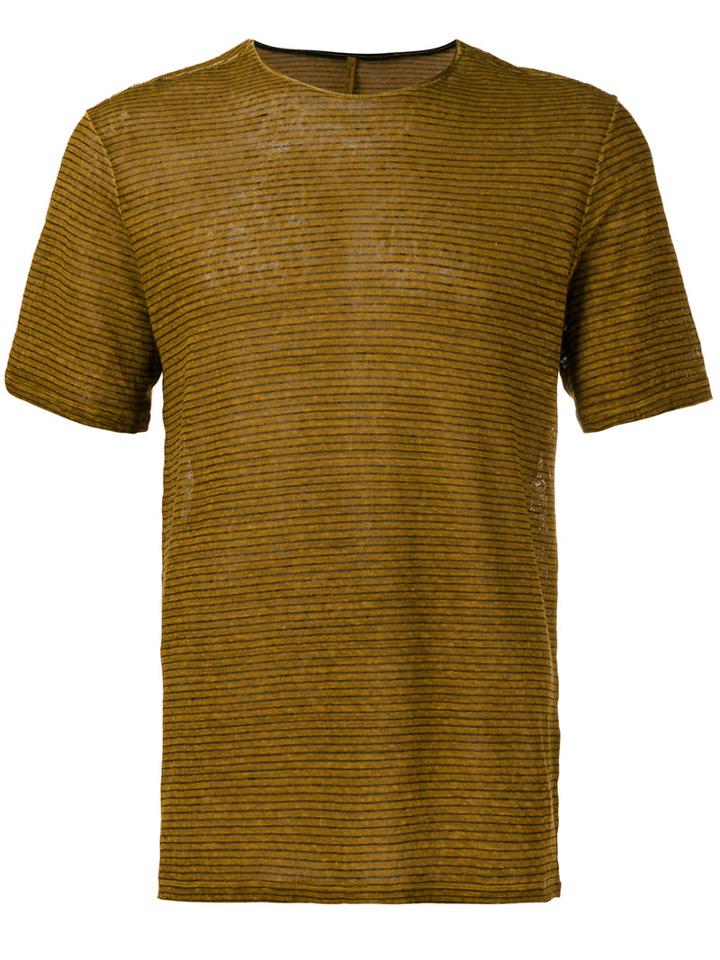 Transit Striped T-shirt, Men's, Size: Large, Brown, Linen/flax