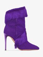 Aquazzura Tassel 105mm Soutache Ankle Boots - Purple
