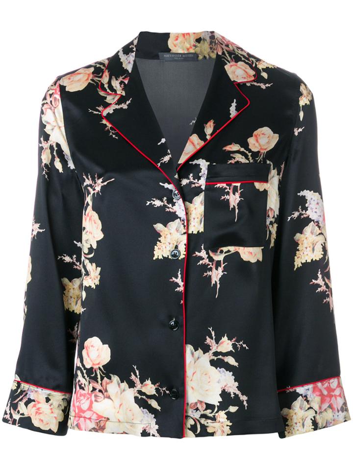 Alexander Mcqueen Floral Print Pyjama Shirt - Black