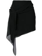 Saint Laurent Asymmetric Drape Mini Skirt - Black