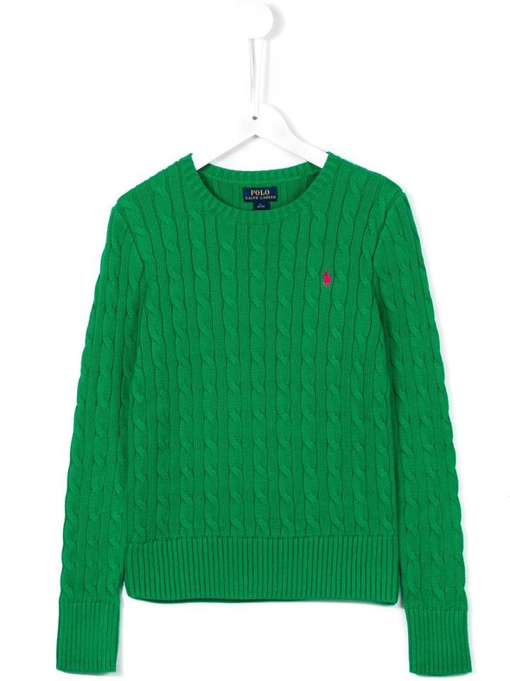 Ralph Lauren Kids Cable Knit Jumper, Girl's, Size: 14 Yrs, Green
