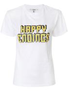 Ganni 'happy Endings' Slogan T-shirt - White