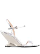 Prada Structured Wedge Sandals - Silver