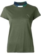 Sacai Pleated Fern Print Top, Women's, Size: 4, Green, Linen/flax/polyester