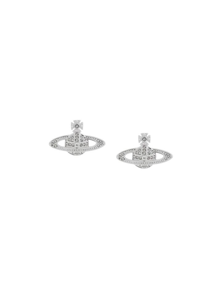 Vivienne Westwood Crystal Logo Stud Earrings - Silver