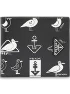 Prada Seagull Printed Saffiano Leather Wallet - Black