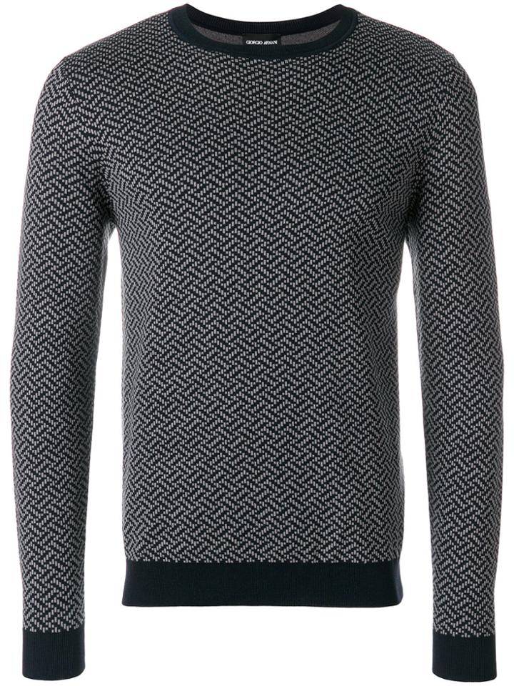 Giorgio Armani Embroidered Fitted Sweater - Blue