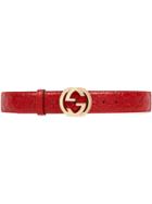 Gucci - Gucci Signature Leather Belt - Women - Leather/metal - 80, Red, Leather/metal