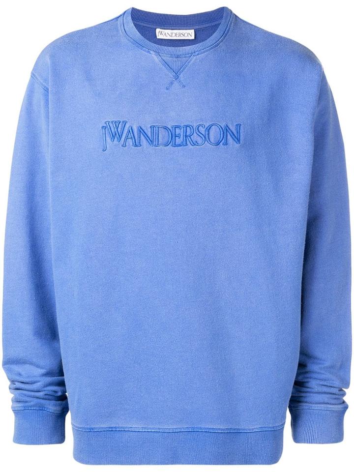 Jw Anderson Logo Embroidered Sweatshirt - Blue